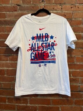 Nike White T-Shirt with Blue and Red MLB All-Star Graphics
